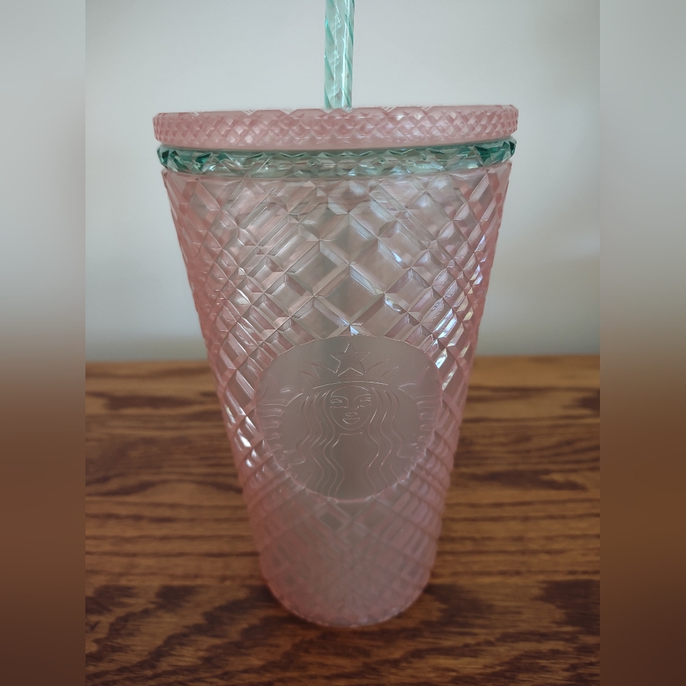 Starbucks Pink & Mint Iridescent Grande Tumbler with Mint Straw - Picture 3 of 3